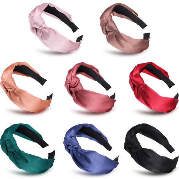 8 Pcs Topknot Headband Solid Color Cross Wide Hair main image 4